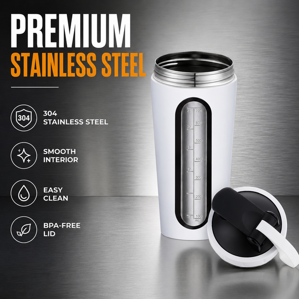 RevivX 700ml Stainless Steel Protein Shaker Bottle, Leakproof, BPA-Free