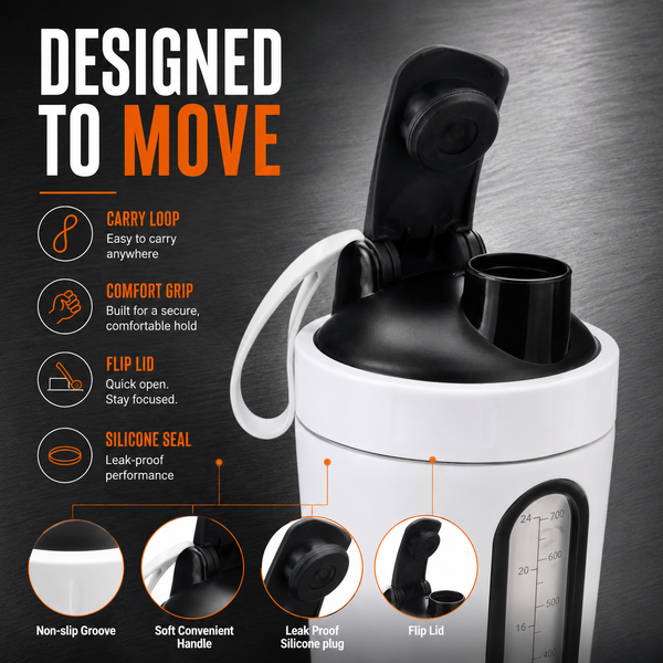 RevivX 700ml Stainless Steel Protein Shaker Bottle, Leakproof, BPA-Free