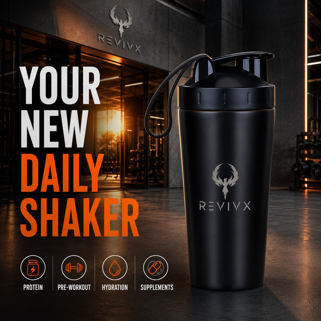 RevivX 700ml Stainless Steel Protein Shaker Bottle, Leakproof, BPA-Free