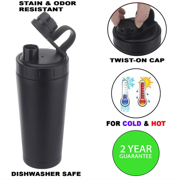 RevivX Insulated Stainless Steel Protein Shaker Bottle, 600 ml