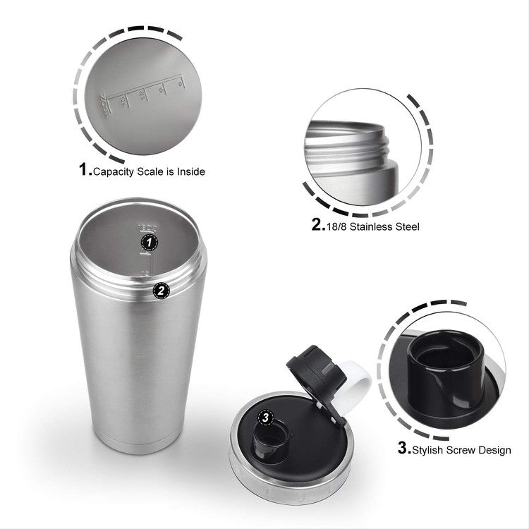 RevivX Insulated Stainless Steel Protein Shaker Bottle, 600 ml