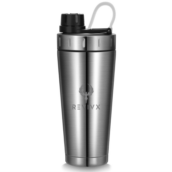RevivX Insulated Stainless Steel Protein Shaker Bottle, 600 ml