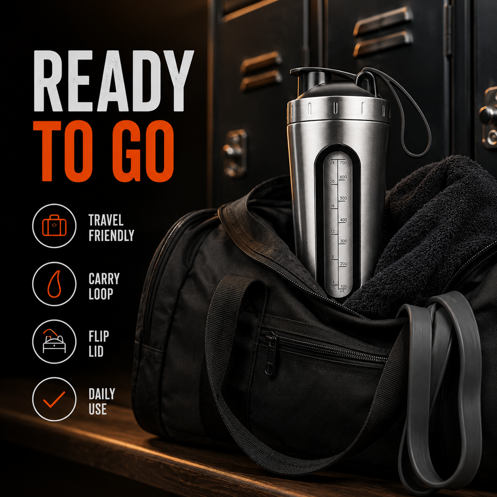 RevivX 700ml Stainless Steel Protein Shaker Bottle, Leakproof, BPA-Free