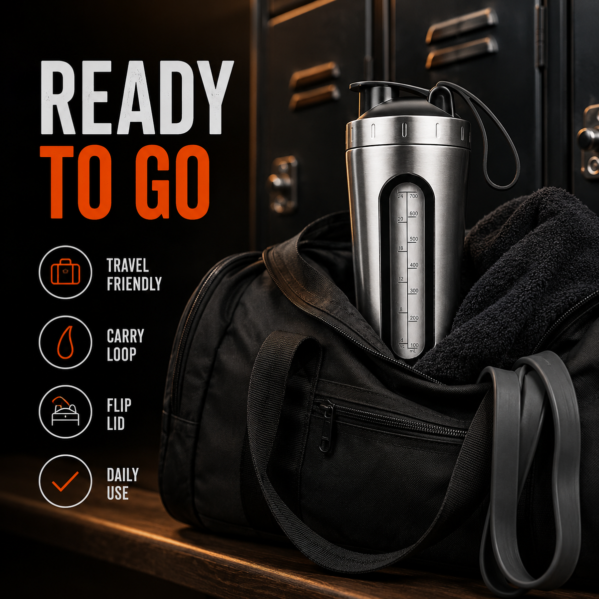 RevivX 700ml Stainless Steel Protein Shaker Bottle, Leakproof, BPA-Free