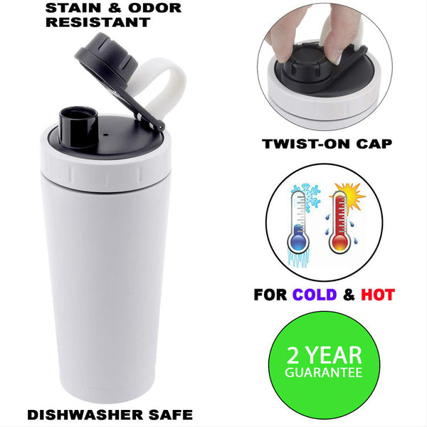 RevivX Insulated Stainless Steel Protein Shaker Bottle, 600 ml